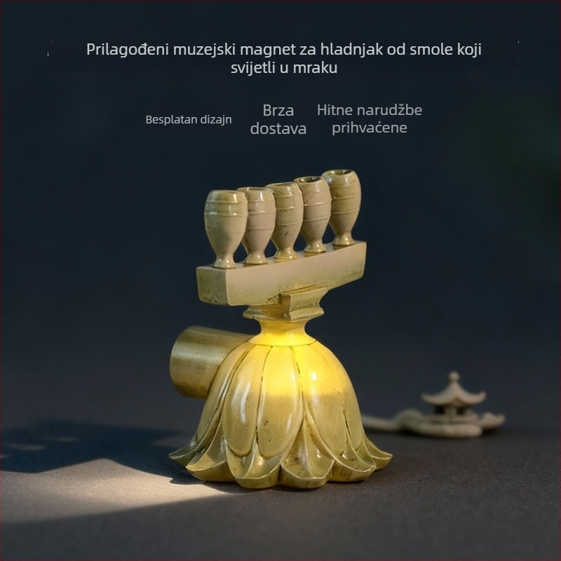 3D svjetleći magnetski za hladnjak od smole, prilagođeni Yuanjing majstorstvu, suvenir muzejske kulture i turizma
