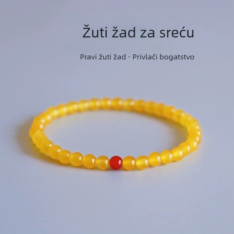 Novembarski kamen rođenja: prirodni žuti topaz i medni jantar narukvica