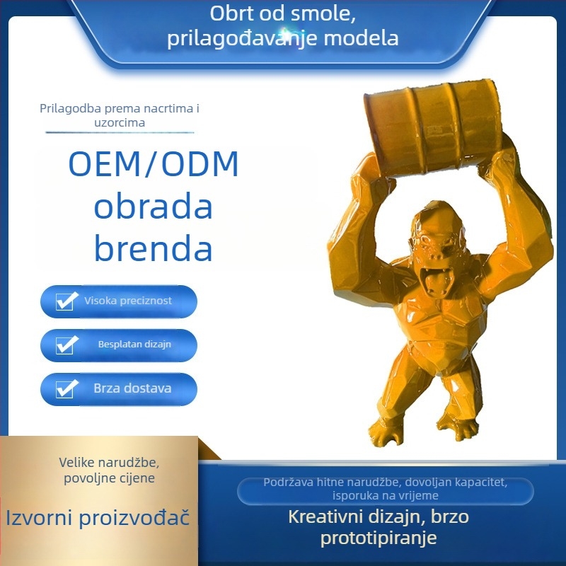 Skulptura King Kong gorile koja drži kantu, od smole i stakloplastike, dekor za barove i noćne klubove.