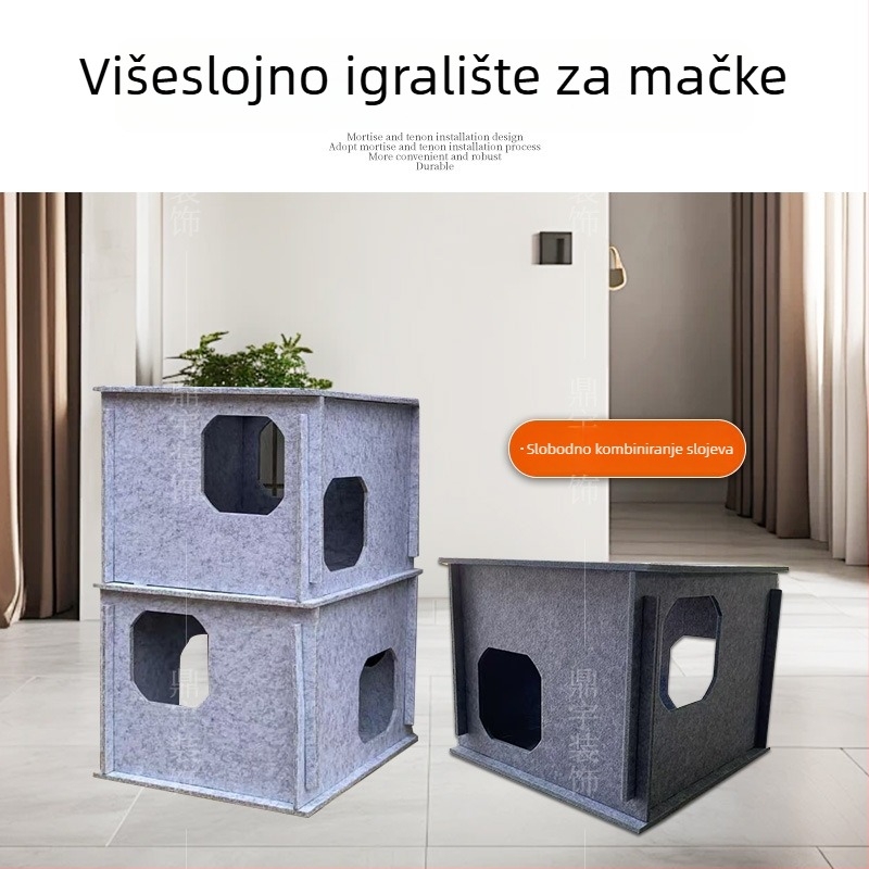 Wealth Jačani mačji lavirint tunel i filcno gnijezdo – igra skrivača, filc gnijezdo za mačke u Jenga stilu