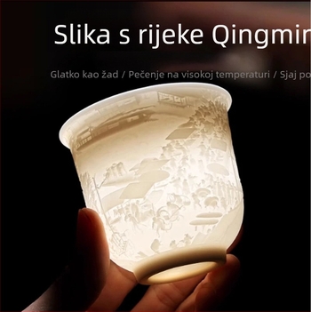 Porcelanska šalica za čaj kremaste bijele boje, kineskog stila, za degustaciju čaja
