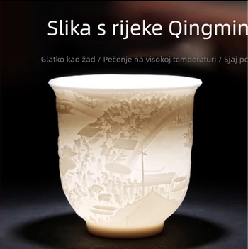 Porcelanska šalica za čaj kremaste bijele boje, kineskog stila, za degustaciju čaja