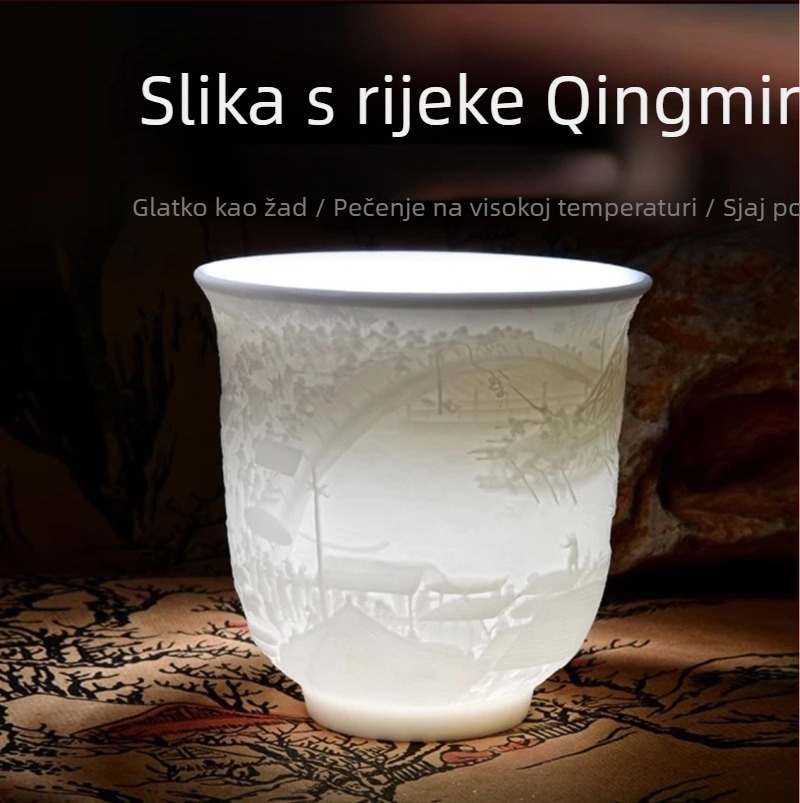 Porcelanska šalica za čaj kremaste bijele boje, kineskog stila, za degustaciju čaja