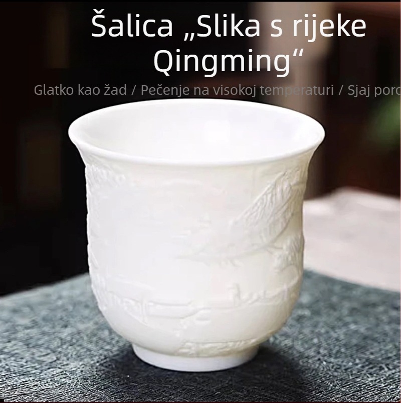 Porcelanska šalica za čaj kremaste bijele boje, kineskog stila, za degustaciju čaja