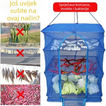 Velika sklopiva mreža za sunčano sušenje, kućna uporaba, sušenje povrća i ribe, otporna na muhe i insekte, brzo sušenje, najlon