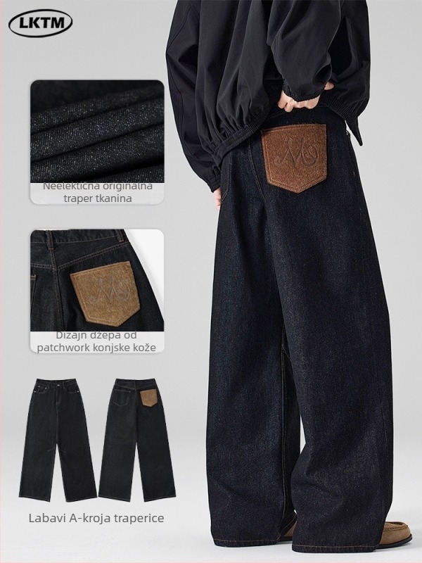 Lkmt Traperice od denima - američkog stila Cleanfit, A-type raw denim, unisex, baggy kroj, ravne nogavice
