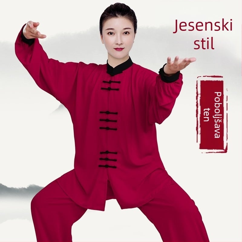 Little and Hill Tai Chi trenirka za odrasle, unisex, crvena, vrhunska kvaliteta za natjecanja i nastupe, proljeće–jesen