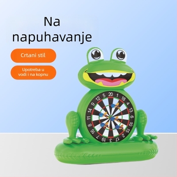 Naduvana ploča za darts s crtanim žabom — dječja igra na travnjaku i u vodi