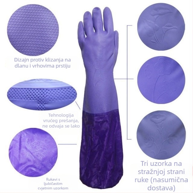 Kućne rukavice s baršunastom podstavom za pranje posuđa, protuklizne i tople, debele i izdržljive latex rukavice