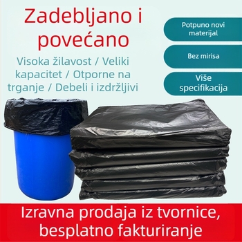 Crne velike jednokratne čvrste plastične vreće za otpad, 60x80x100 cm