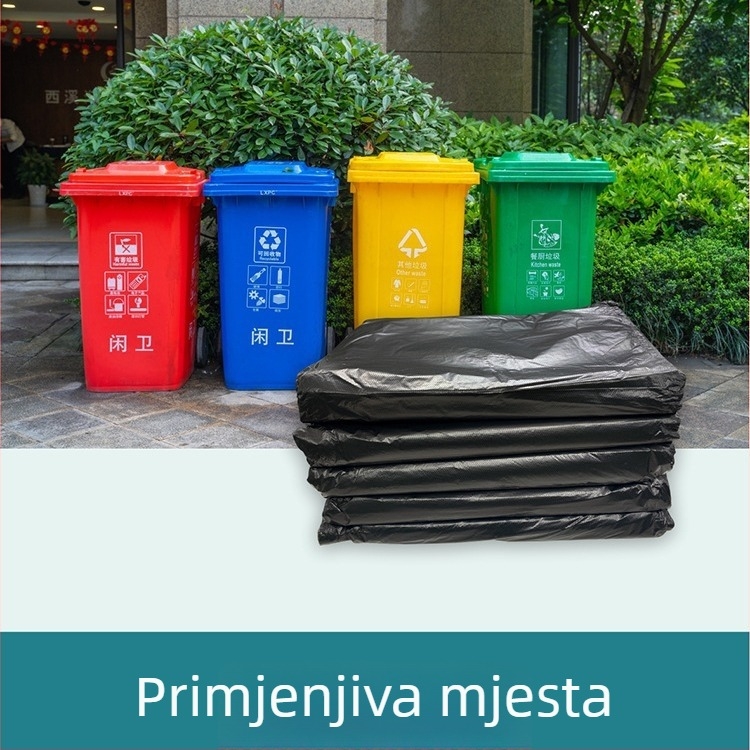 Crne velike jednokratne čvrste plastične vreće za otpad, 60x80x100 cm