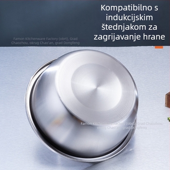 Posude od nehrđajućeg čelika s hranom za hranu, debeli rub, okrugle miješalne posude za kuhinju, za pranje povrća, tučenje jaja i začinjanje.