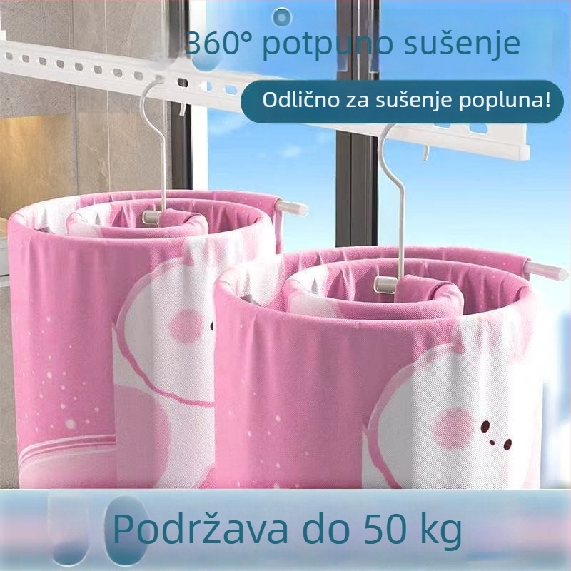 Kružni rotirajući stalak za sušenje rublja na balkon – kućna upotreba, višenamjenski stalak za posteljinu i navlake za pokrivač