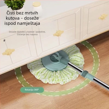 Okretni mop s jednom šipkom za mokro i suho čišćenje – snažan mehanizam za iscijeđivanje vode