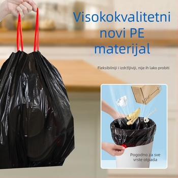 Kese za otpad sa šnalom, debele, crne, za kućnu upotrebu