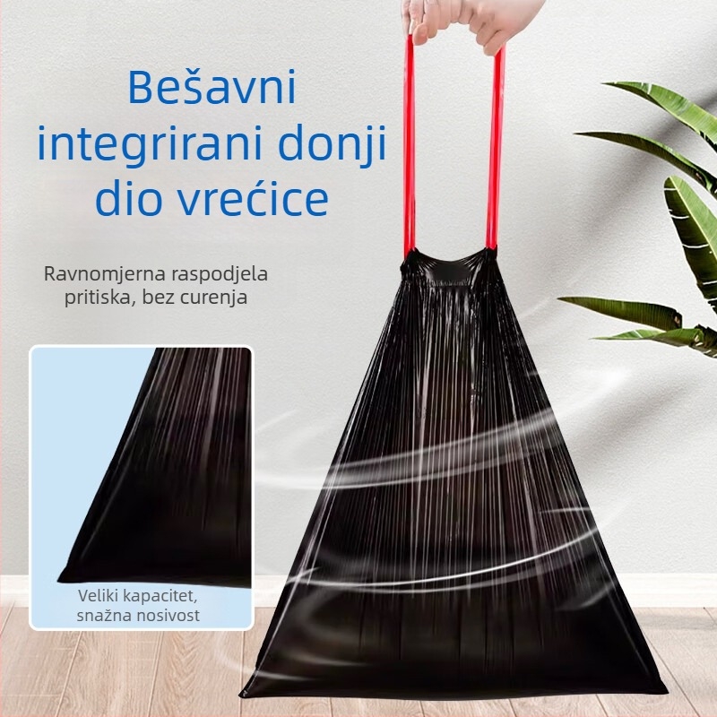 Kese za otpad sa šnalom, debele, crne, za kućnu upotrebu