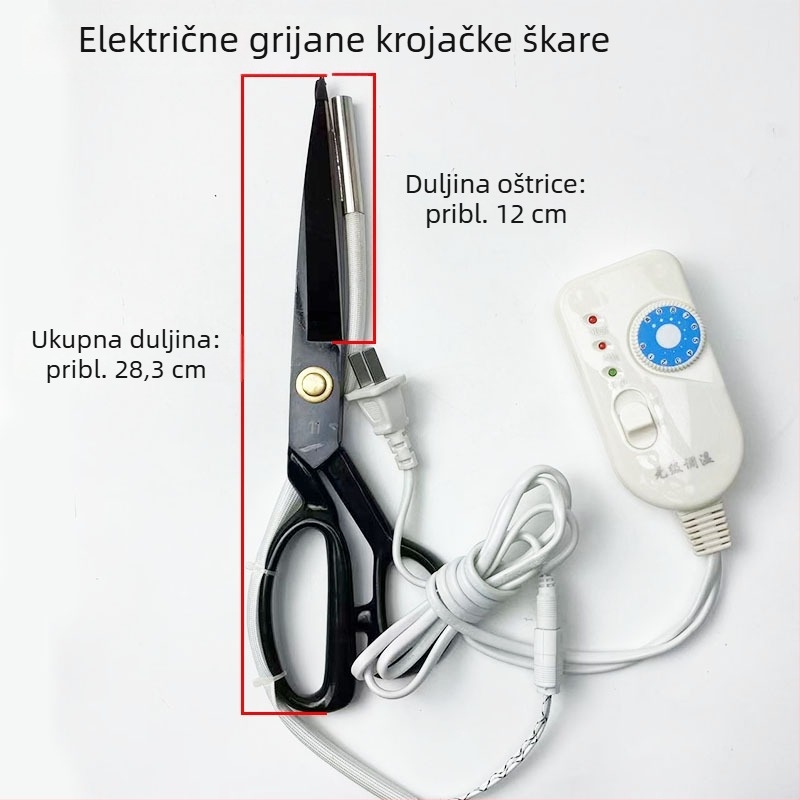 Električno grijane škare za krojenje, velike škare za tkanine, s podesivom temperaturom