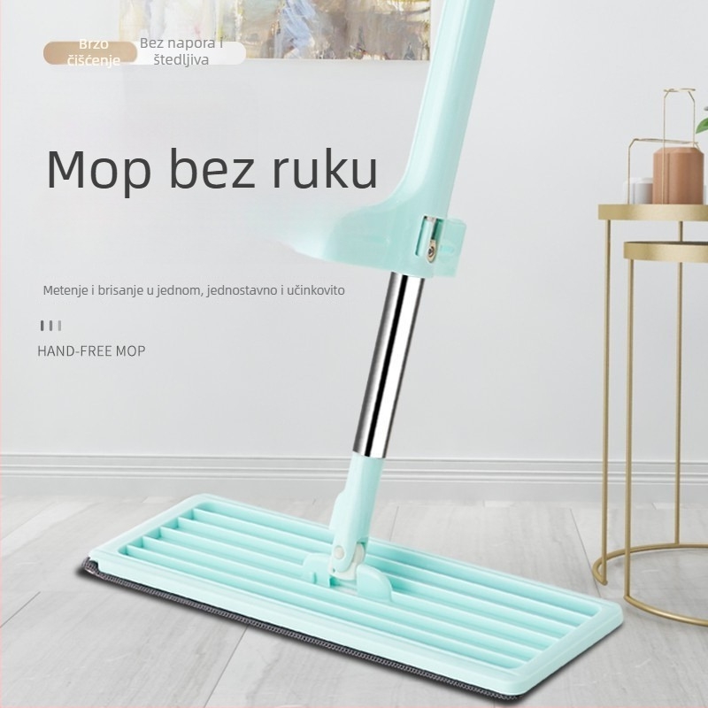 Ploški mop za suho i mokro čišćenje, bez dodirivanja rukama, za drvene podove, velikog formata