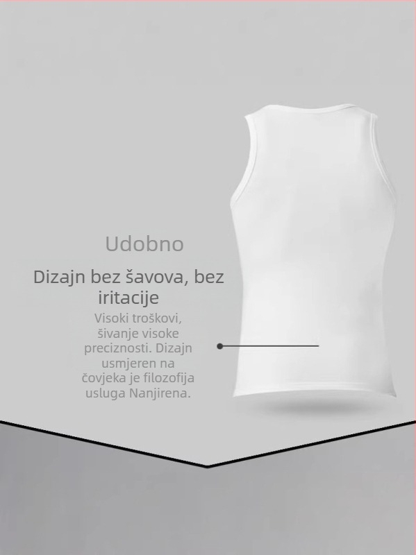NJR muški jednofarbni potkošulja bez rukava, uskog kroja, 100% pamuk, za sport i fitness, može se nositi i kao vanjska odjeća