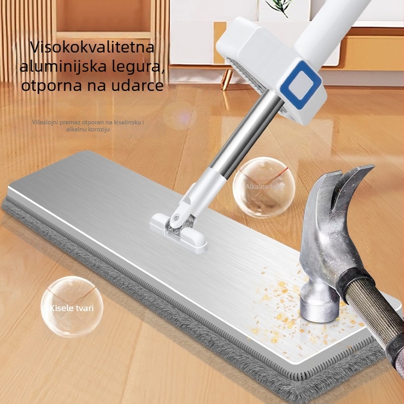 Premijumski bezdotikni plosnati mop za kućnu upotrebu, suho i mokro dvostruko čišćenje, pravokutna glava
