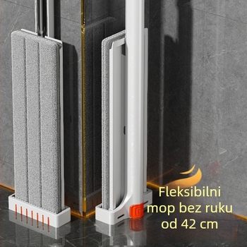 Pločasti mop za suho i mokro čišćenje drvenih podova, glava od mikrovlakna 42 cm, teleskopka od nehrđajućeg čelika, lagan