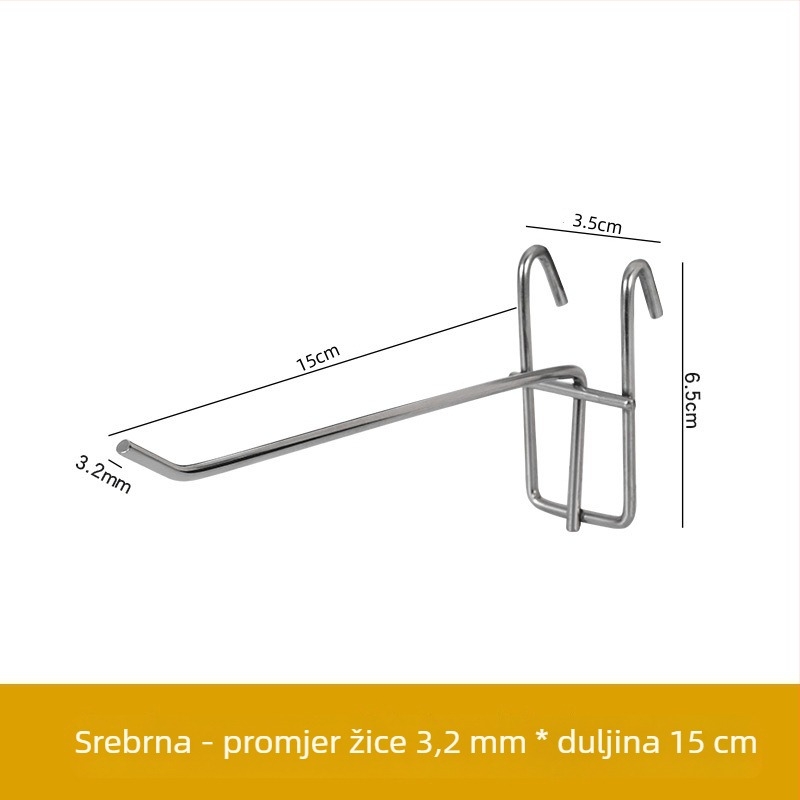 Željezni mrežni kuk za policu, jedan kuk, moderan minimalistički dizajn, nosivost 1–3 kg