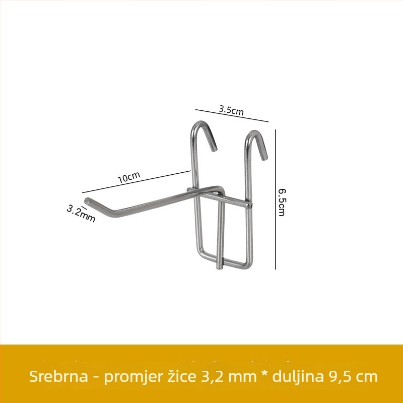 Željezni mrežni kuk za policu, jedan kuk, moderan minimalistički dizajn, nosivost 1–3 kg