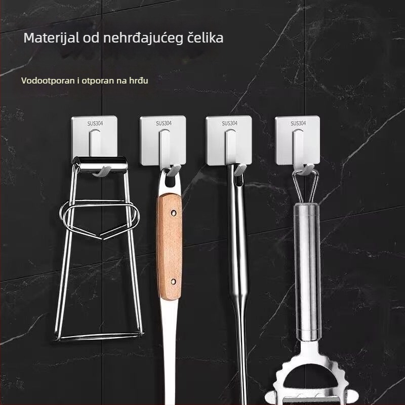 Kuka od nehrđajućeg čelika za vrata, bez bušenja, samoljepljiva, za odjeću i torbe, kupaonica i kuhinja