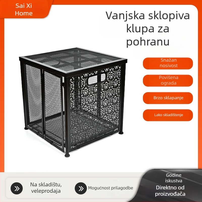 Kovinski sklopivi stolić za pohranu s košem