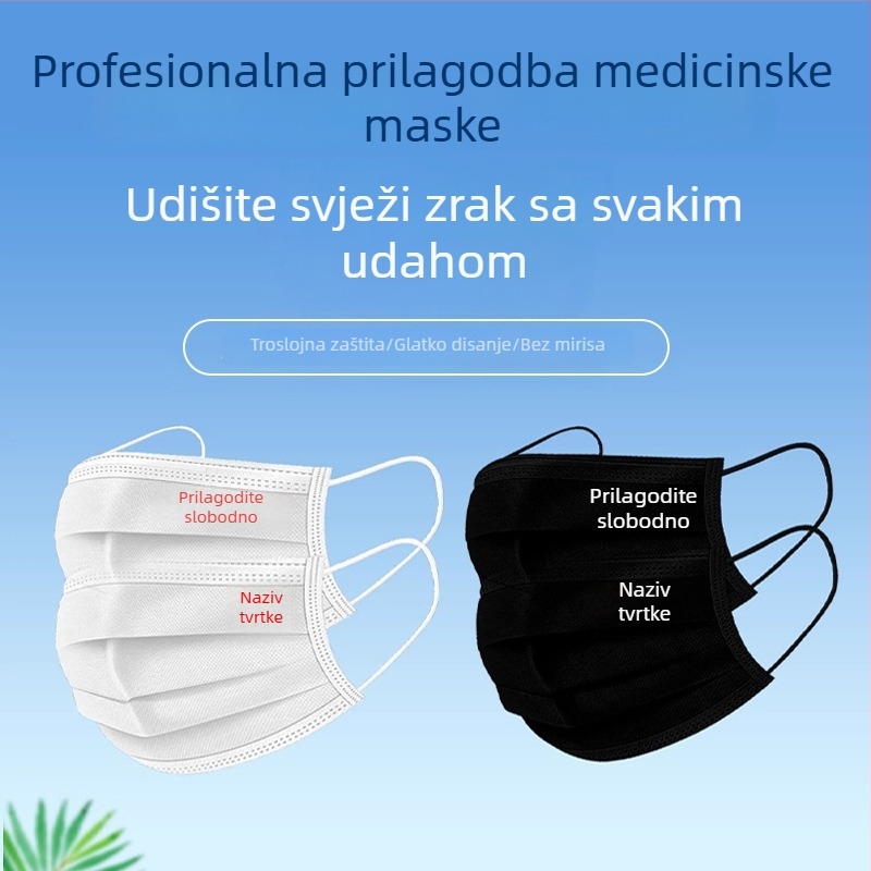 Jednokratna medicinska i kirurška maska s prilagođenim logom i tiskom teksta
