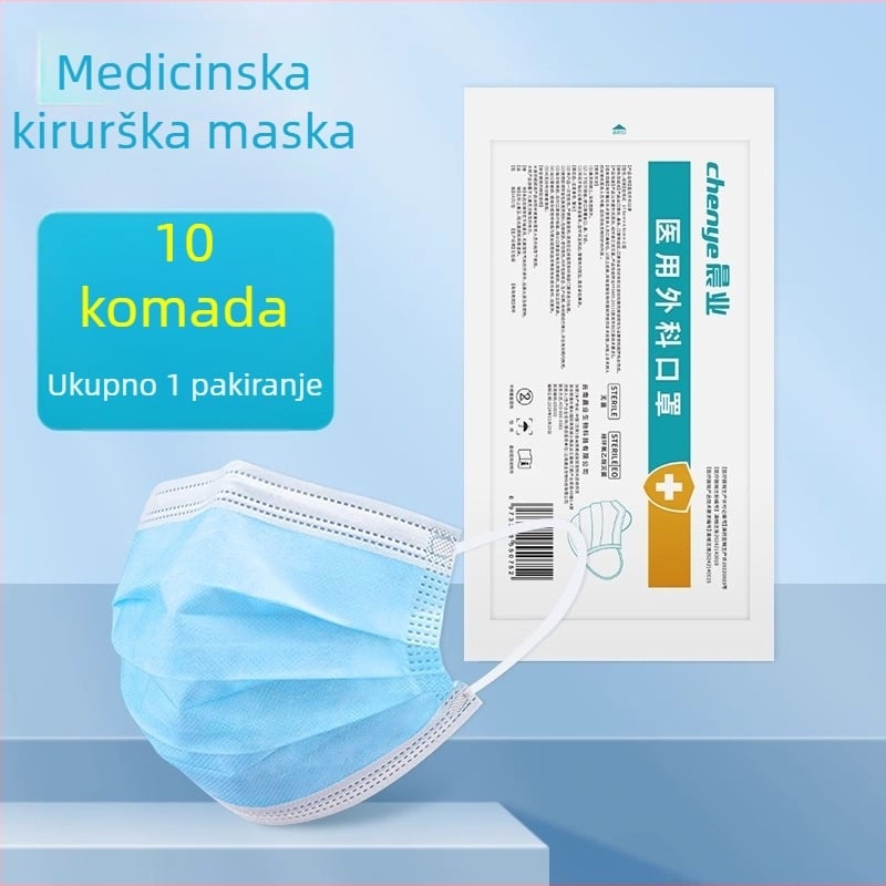Sterilizirana medicinska kirurška maska, trostruka slojevita, prozračna, plava netkana maska za odrasle za jesen i zimu.