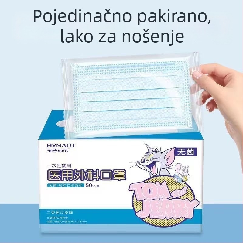 Haishi hainuo dječja medicinska kirurška maska, jednokratna, plava, pojedinačno pakirana, model A109