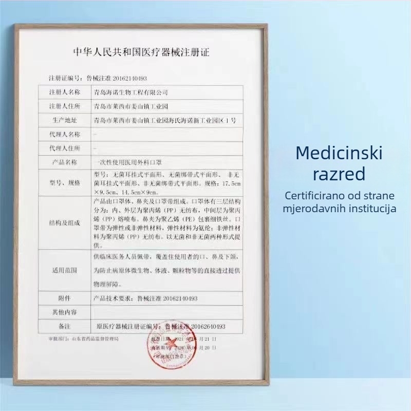 Haishi hainuo dječja medicinska kirurška maska, jednokratna, plava, pojedinačno pakirana, model A109