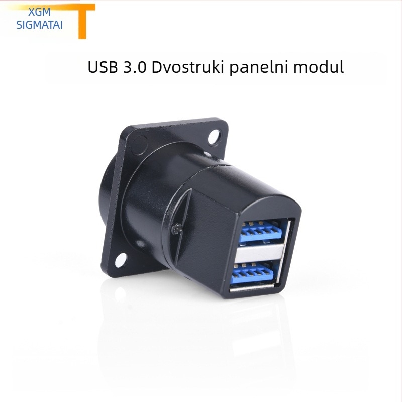 USB 3.0 dvostruki port panelni ženski konektor, kvadratni modul konektor, bez lemljenja