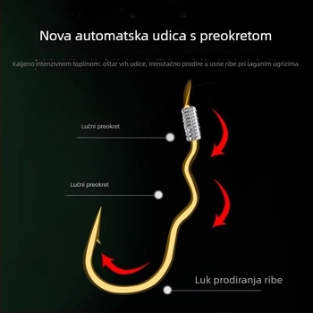 Anti-zamotavanje dvostruka udica s automatskim preokretom za ribolov šarana