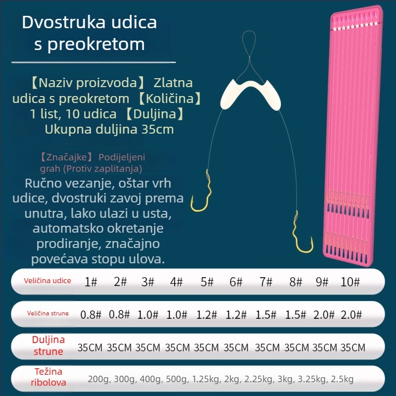 Anti-zamotavanje dvostruka udica s automatskim preokretom za ribolov šarana