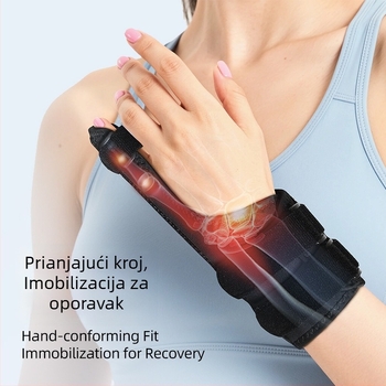 Zglobna ortoza zapešća sa šinom za prst i uklonjivom aluminijskom trakom, šina za mali prst