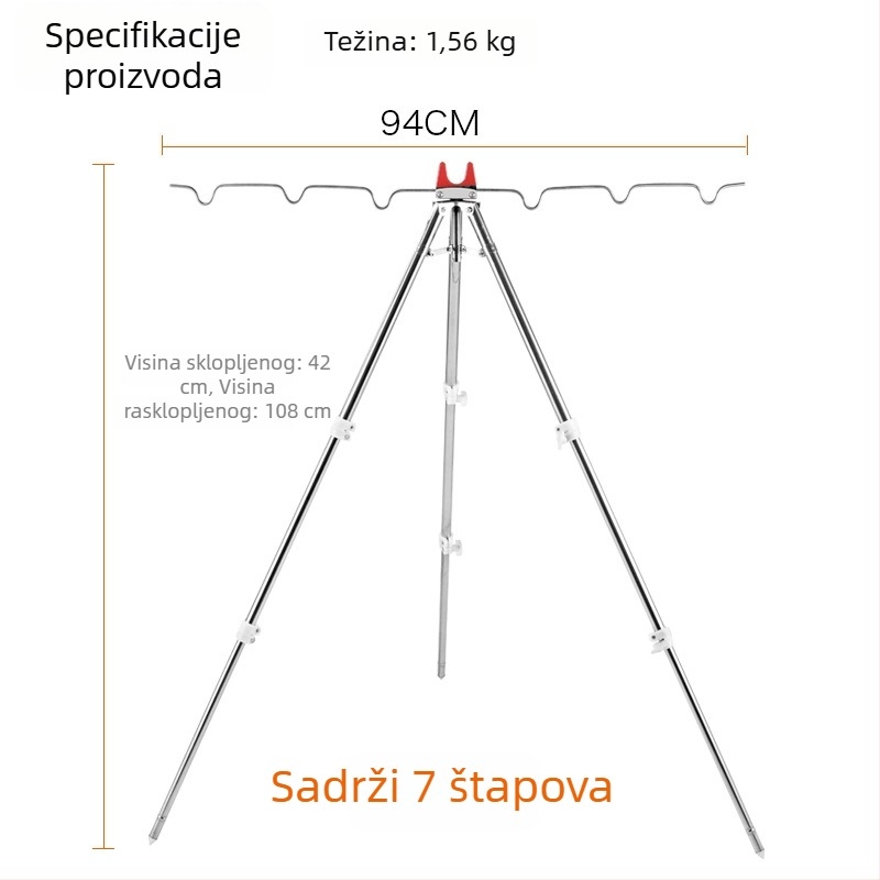 Nerđajući čelik morska štapa držač, teleskopijski trojnožni stalak