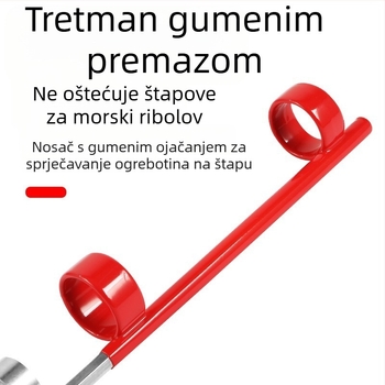 50 cm nehrđajući čelični nosač za štap za ribolov, baza u obliku romba s gumiranim premazom, metalni jednostavan nosač s dvostrukim prstenom