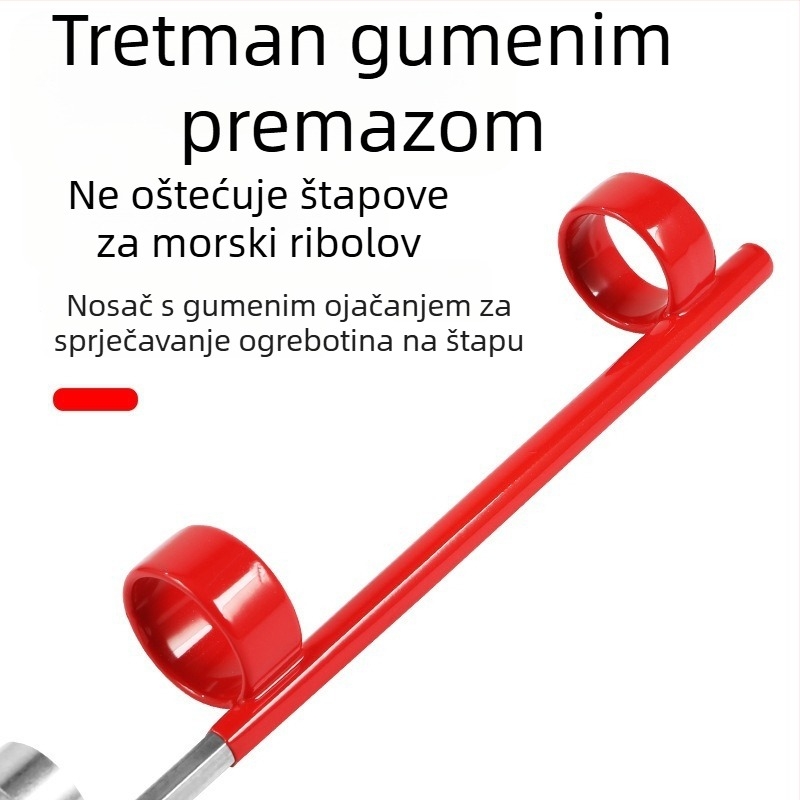 50 cm nehrđajući čelični nosač za štap za ribolov, baza u obliku romba s gumiranim premazom, metalni jednostavan nosač s dvostrukim prstenom