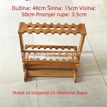 Stalak za izlaganje štapova za ribolov od debelog bambusa i drveta