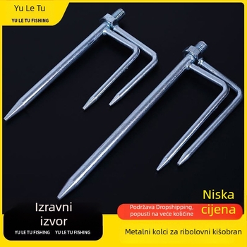 Metalna zemljana vilica za ribolovni kišobran, trokutastog oblika, galvanizirana, dodaci opreme za ribolov