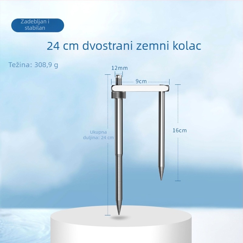 Woding zemljani klin za ribolovnu kišobranu, sprječava rotaciju, čvrst i izdržljiv, produžen i debeli, s dvije noge