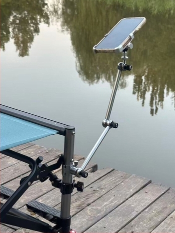 Prošireni ribarski stol s držačem za telefon, stalak za prijenos uživo, stalak lampe za stol, vanjska podesiva, fiksni držač za telefon