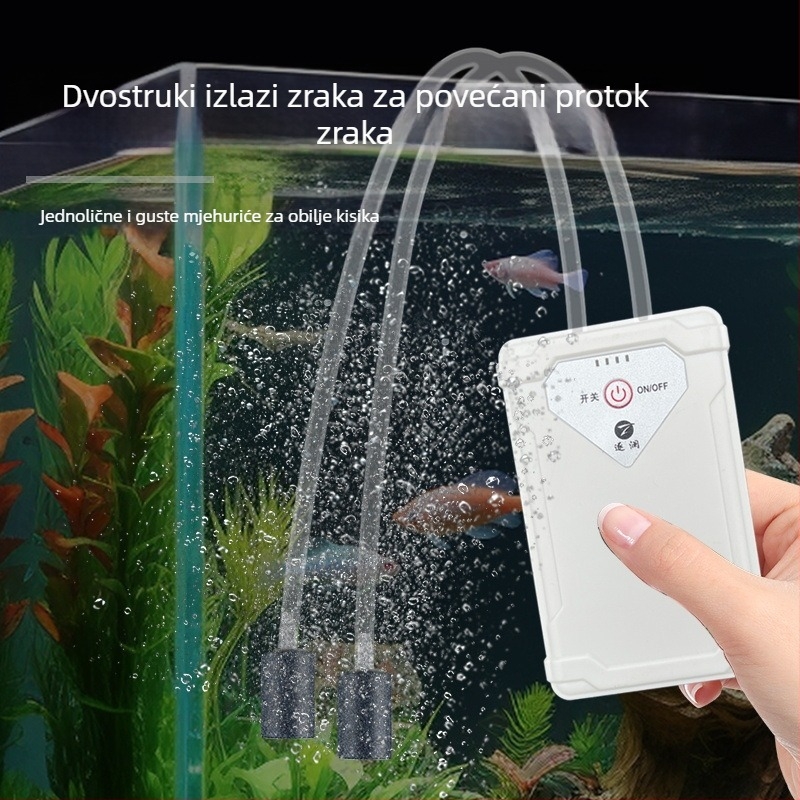 Izuzetno tiha, punjiva pumpa za kisik za akvarij zlatnih ribica