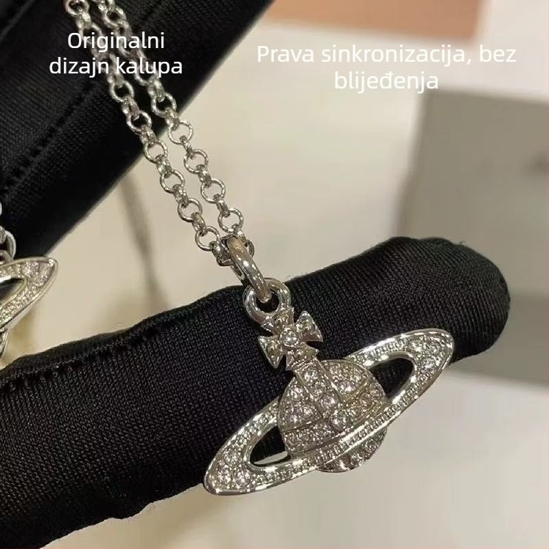 Saturn ogrlica za žene, minimalistički lanac za ključnu kost