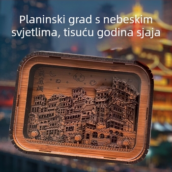 3D drvena lampa s otiskom grada – kreativno noćno svjetlo, DIY stolna lampa, suvenir pejzaža