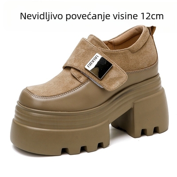 Ženske loafers s 12 cm debelom petom i Velcro zatvaračem, proljeće 2025
