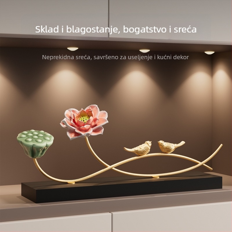 Lotus u neo-kineskom stilu – dekorativna figura za ulaz, dnevni boravak, TV-komodu i ured – zen stil