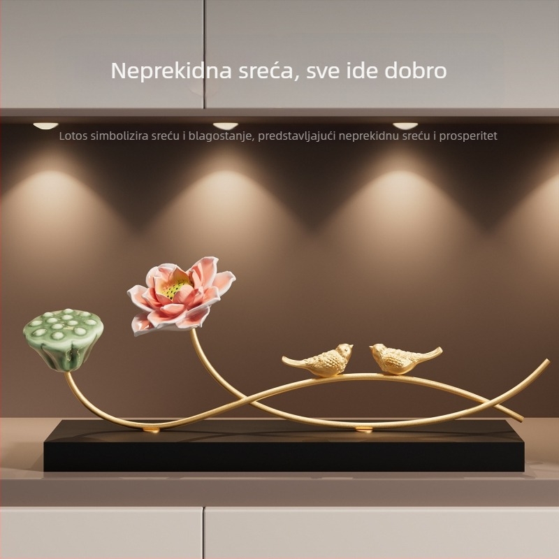 Lotus u neo-kineskom stilu – dekorativna figura za ulaz, dnevni boravak, TV-komodu i ured – zen stil